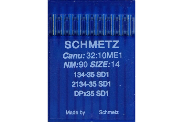 134x35SD1 № 90 Schmetz canu:32:10ME1 Иглы швейные *20606* круглое остриё с небольшой трёхгранной режущей верхушкой 134x35SD1 № 90 Schmetz canu:32:10ME1 Иглы швейные *20606* круглое остриё с небольшой трёхгранной режущей верхушкой