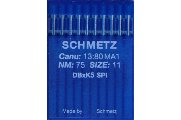 DBxK5 SPI   № 75  Schmetz canu:13:80 MA1 Иглы швейные *20483* для шитья плотных, тонких тканей, таких как шелк и другие ткани с тугой структурой