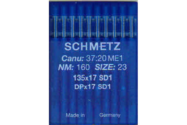 DPx17SD1 №160  Schmetz canu:37:20 ME1 Иглы швейные *20475* круглое остриё с небольшой трёхгранной режущей верхушкой +++++