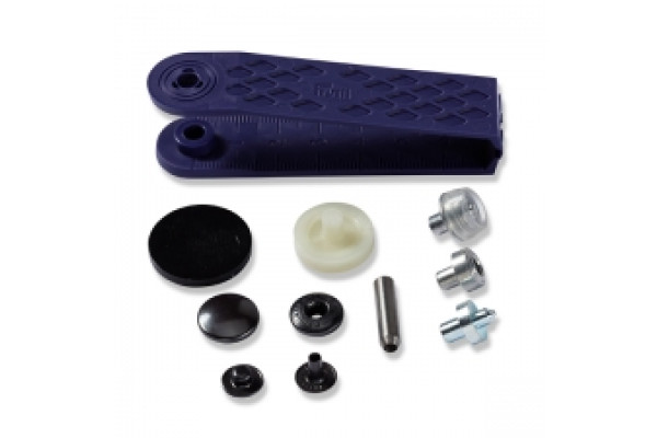 Кнопки для одежды Prym ANORAK 15 мм 10шт цвет черный матовый (хром), латунь 390302 *17103* с приспособлением для установки, для тканей средней плотности