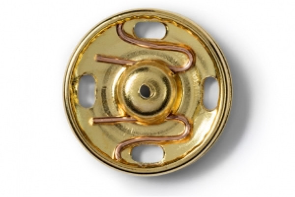 Кнопки пришивные Prym 17 мм 4шт цвет: золото, латунь (нержавеющие) 341811 *17136* вид потайной застежки при пошиве рубашек, юбок, блуз