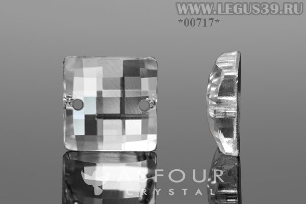 Стразы пришивные квадрат новый 12мм (1x72шт) Asfour *00717* Crystal   арт.642 2 отверстия