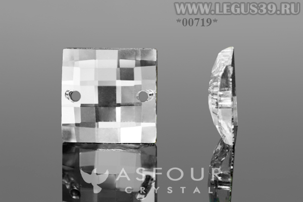 Стразы пришивные квадрат новый 14мм (1x72шт) Asfour *00719* Crystal арт.642 2 отверстия