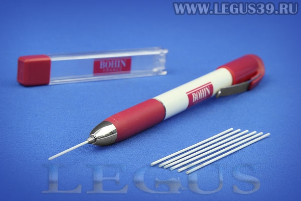 Карандаш автоматический для ткани BOHIN 91473 ручка 0,9мм и 6 стержней запасных 25мм (белый) *11002* Маркер для ткани (32г)
