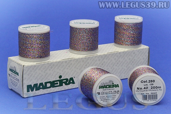 Нитки Madeira Metallic №40 200м.  №280 *12625* арт.9842  мультиколор фиолетовый
