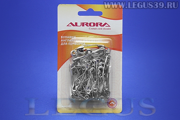 Булавки английские изогнутые, для пэчворка Aurora 38мм, 40шт, в блистере AU-3840 *13672*