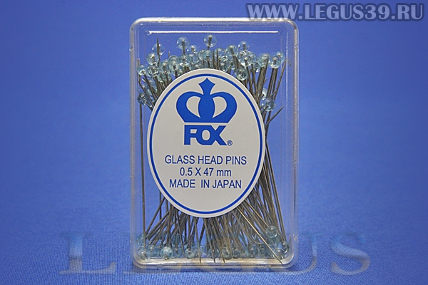 Булавки для квилтинга со стеклянной головкой, цв. синий, 47мм, 100 шт/уп (набор) Crown Fox *13809* (20г) (Снято с производства, заказ невозможен)