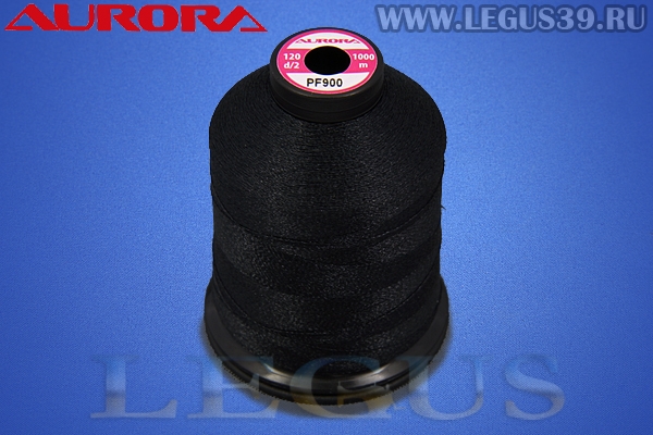 Нитки Aurora для вышивки и стёжки 120 d/2 1000м. #PF900 черный# *15686* (35г)