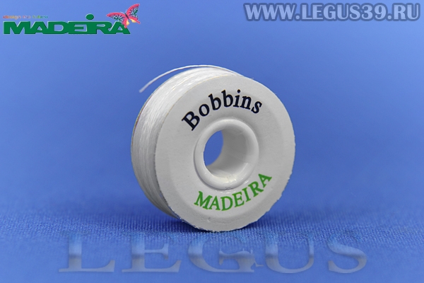 Нитки Madeira BOBBINS №150 120м. нижняя белая *16088*  art.308 W Большая упаковка 144 бобинса в коробке