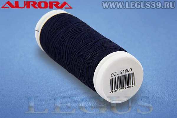 Нитки Aurora Cotton 50/3, 180м #21000 синий темный# *16604* хлопковые вощеные для ручного и машинного шитья и стежки (11г)