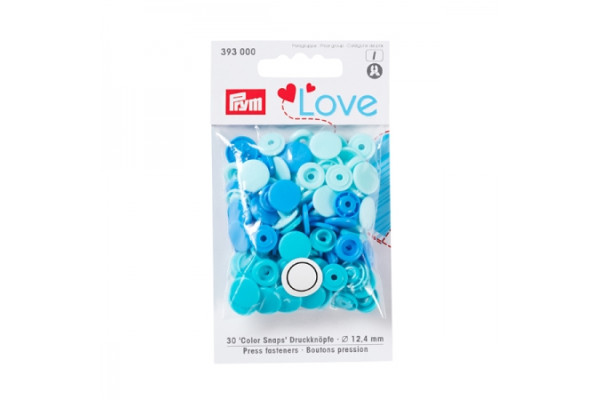 Кнопки Джерси Prym Love Color Snaps 12 мм 30шт (пластик) цвет голубой/синий 393000 *17115* предназначены для легких тканей, трикотажа