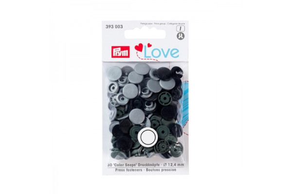 Кнопки Джерси Prym Love Color Snaps 12 мм 30шт (пластик) цвет серый/черный 393003 *17117* предназначены для легких тканей, трикотажа