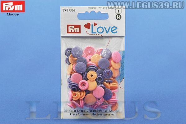Кнопки Джерси Prym Love Color Snaps 12 мм 30шт (пластик) цвет оранжевый/розовый/фиолетовый 393006 *17120* предназначены для легких тканей, трикотажа