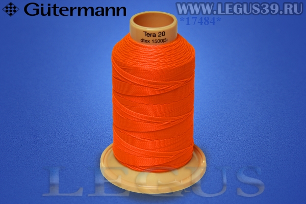 Нитки Gutermann (Гутерман) Tera №20MK 200м #3722 оранжевый лососевый яркий кислотный# 732060 *17484* (40г)