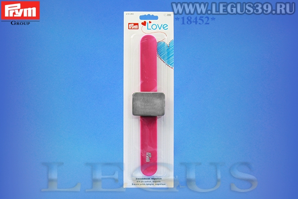Игольница на руку с ремешком браслетом магнитная Prym 610283 *18452* розовый яркий силикон/сталь (25г)