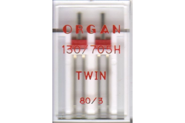 130/705H двойная швейная игла № 80/3,0  2шт. Organ art. 5102047 TWIN  *02026*