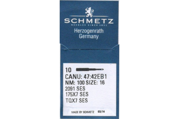 TQx7SES №100  Schmetz canu:47:42EB1 Иглы швейные *05489*