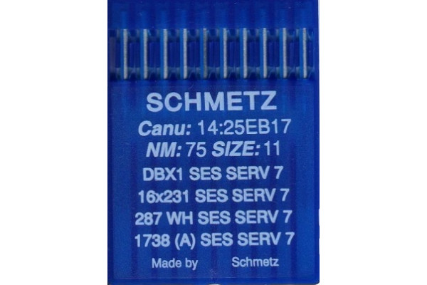 1738SES SERV7  № 75  Schmetz canu:14:25 EB17 Иглы швейные *11907*
