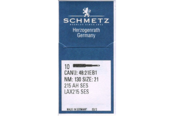 215 AH SES №130  Schmetz  canu:48:21EB1 Иглы швейные  657 H  LA x 215 *02371*