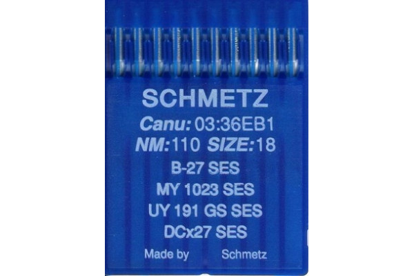 Bx27SES   №110  Schmetz canu:03:36 EB1, иглы для промышленного оверлока *07659*