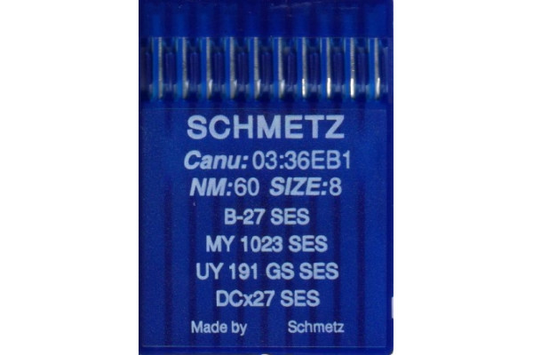 Bx27SES   № 60  Schmetz canu:03:36 EB1, иглы для промышленного оверлока *01399*