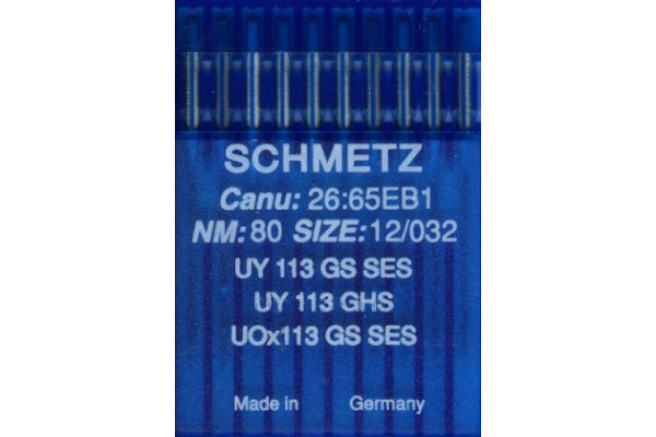 UY113GS SES  № 80  Schmetz canu:26:65 EB1  Иглы швейные *11347*