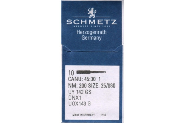 UY143GS №200  Schmetz canu:45:30 1 *04159* (DNx1) Иглы для мешкозашивочной машины (Германия)