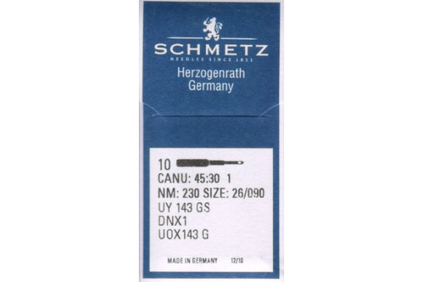 UY143GS №230  Schmetz canu:45:30 1 *07078* (DNx1) Игла швейная для мешкозашивочной машины (Германия)