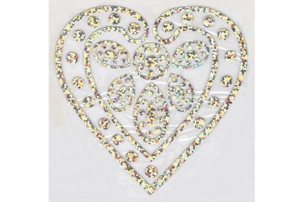 ТВД-1623640 Аппликации голограмма сердце с орнаментом цв.серебро *05890*