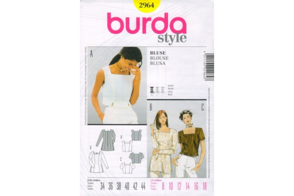 Выкройка Burda  2964  Женская (блузы-топы-туники)       *12703*
