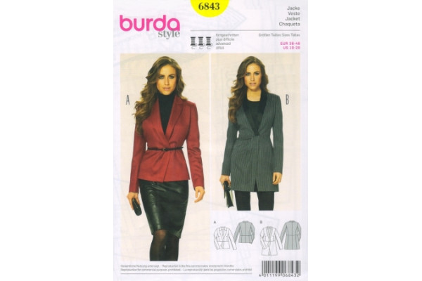 Выкройка Burda  6843  Женская (жилеты-жакеты-пальто) *13538* (90г)