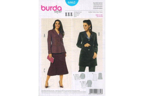 Выкройка Burda  6862  Мода для полных *13560* (90г)
