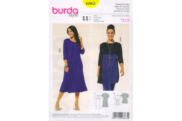 Выкройка Burda  6863  Мода для полных *13561* (90г)