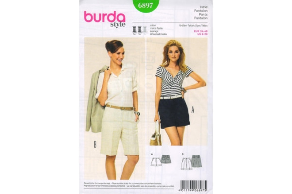Выкройка Burda  6897  Женская (брюки-шорты-комбинезоны)       *12710*