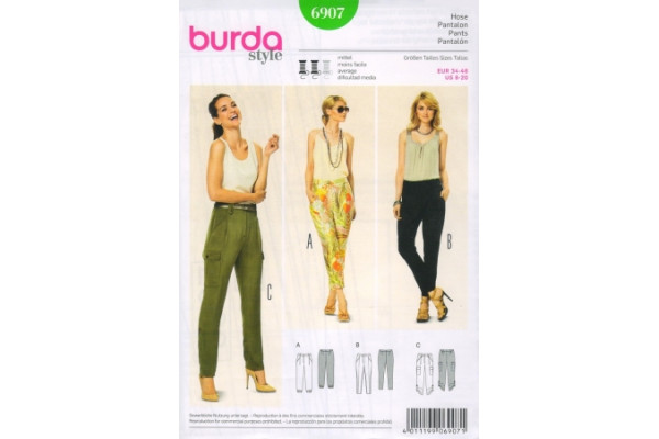 Выкройка Burda  6907   Женская (брюки-шорты-комбинезоны)       *12720*