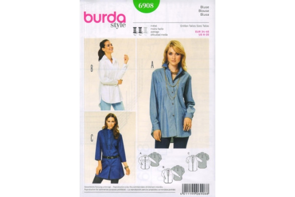 Выкройка Burda  6908   Женская  (блузы-топы-туники)       *12721*