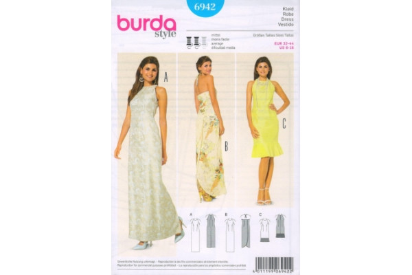 Выкройка Burda  6942   Женская (вечернее платье)       *12750*