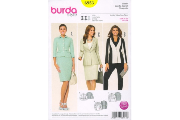 Выкройка Burda  6953   Женская (жилеты-жакеты-пальто)       *12759*