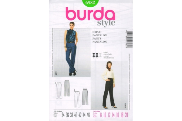 Выкройка Burda  6982   Женская (брюки-шорты-комбинезоны)       *12780*