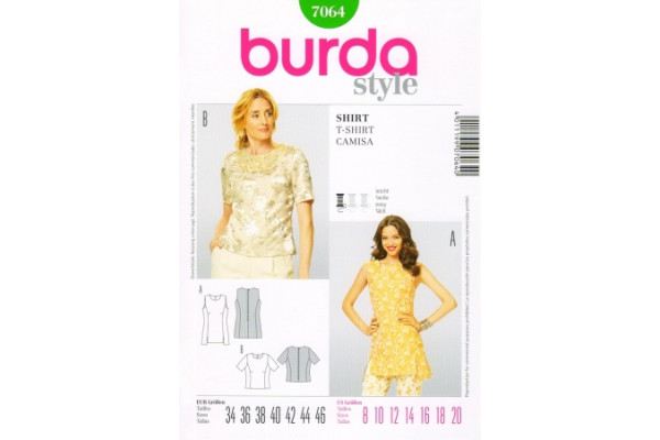 Выкройка Burda  7064  Женская (блузы-топы-туники)       *12849*