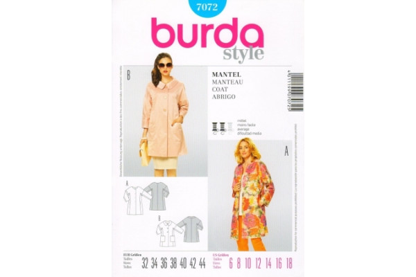 Выкройка Burda  7072  Женская (жилеты-жакеты-пальто)       *12855*