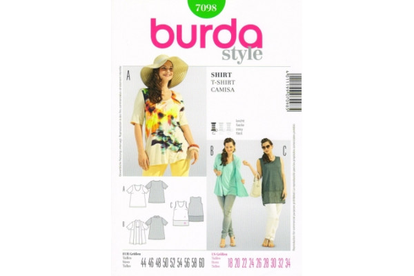 Выкройка Burda  7098  Женская (блузы-топы-туники)       *12879*