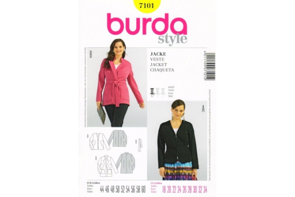 Выкройка Burda  7101  Женская (жилеты-жакеты-пальто)       *12882*