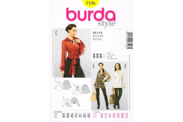 Выкройка Burda  7126  Женская (блузы-топы-туники)       *12897*