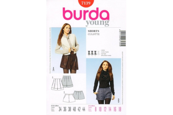 Выкройка Burda  7139  Женская (брюки-шорты-комбинезоны)       *12907*