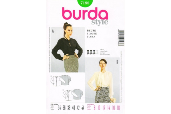 Выкройка Burda  7188  Женская (блузы-топы-туники)       *12944*