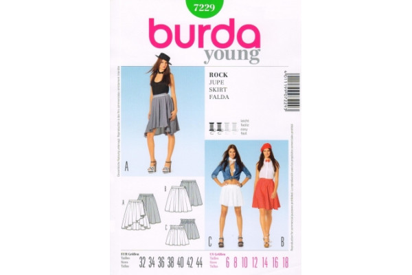 Выкройка Burda  7229  Женская (юбки)       *12961*