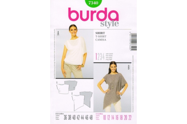 Выкройка Burda  7340  Женская (блузы-топы-туники)       *12983*