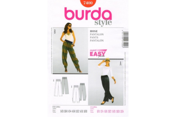 Выкройка Burda  7400  Женская (брюки-шорты-комбинезоны)       *12988*