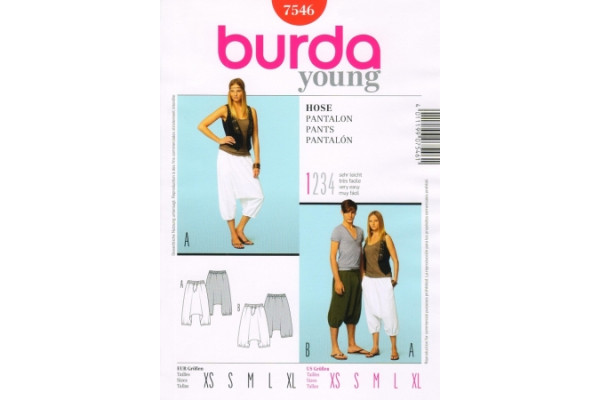 Выкройка Burda  7546  Женская (брюки-шорты-комбинезоны)       *12998*